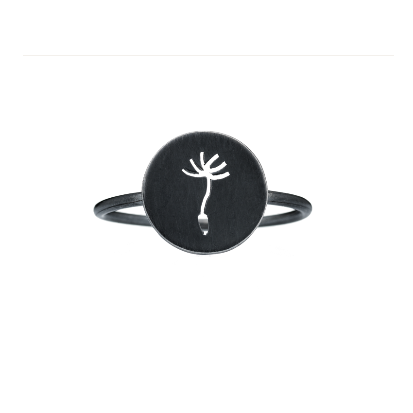 Little Silhouette ring – Dandelion Ring-925 Silver Oxidized