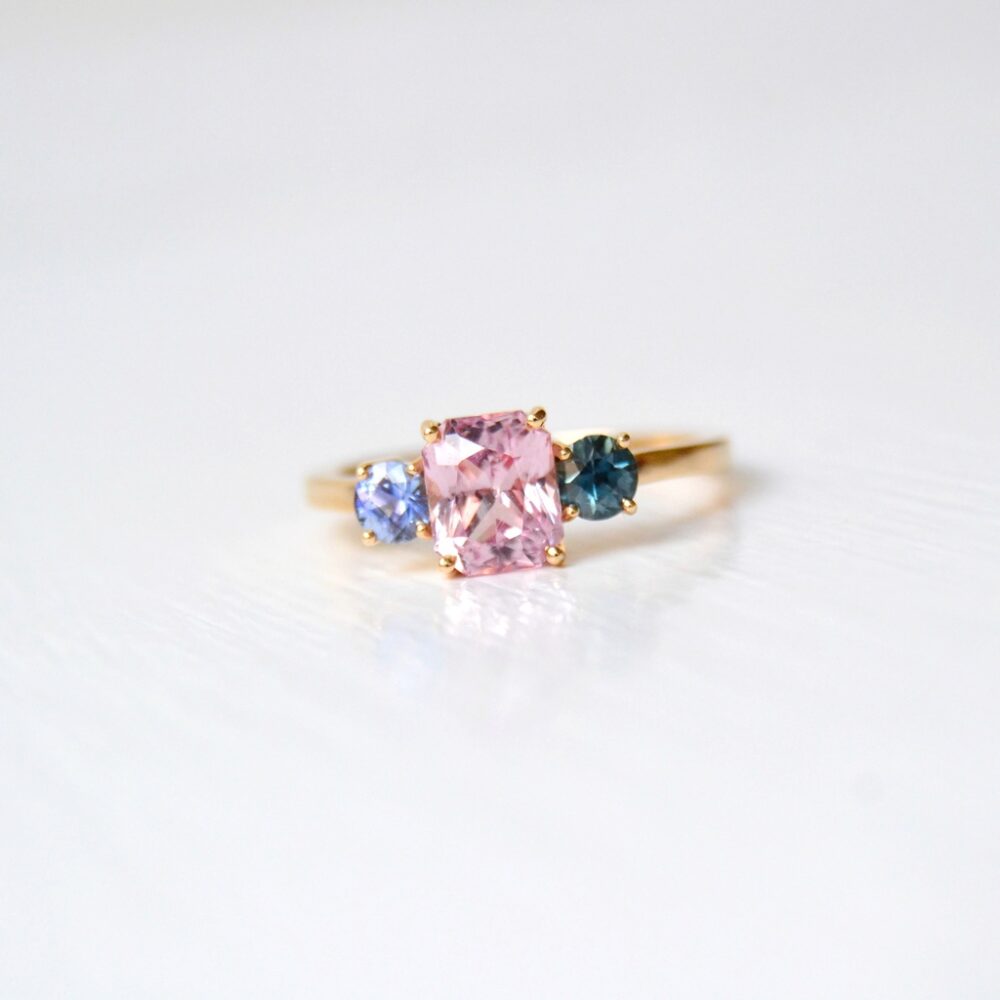 Anagata Ring - 18 Karat Gold Pink, Teal, Blue Sapphires