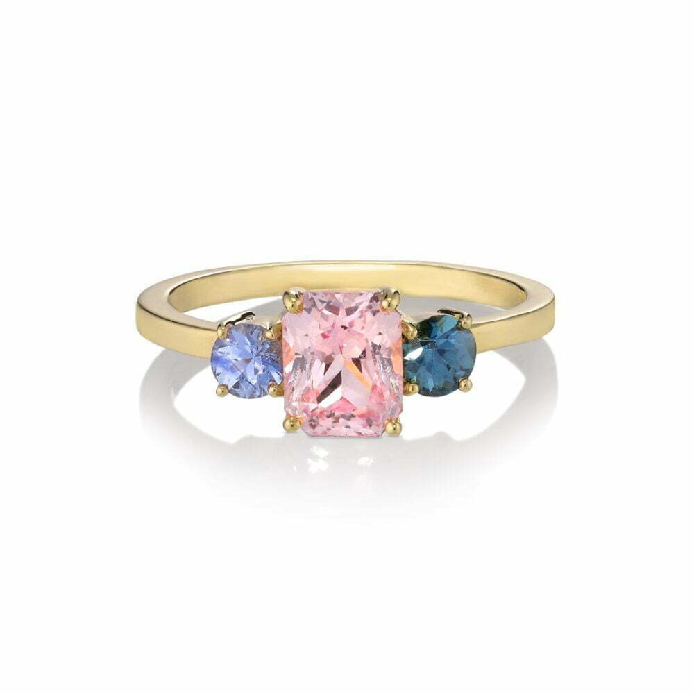 Anagata Ring - 18 Karat Gold Pink, Teal, Blue Sapphires