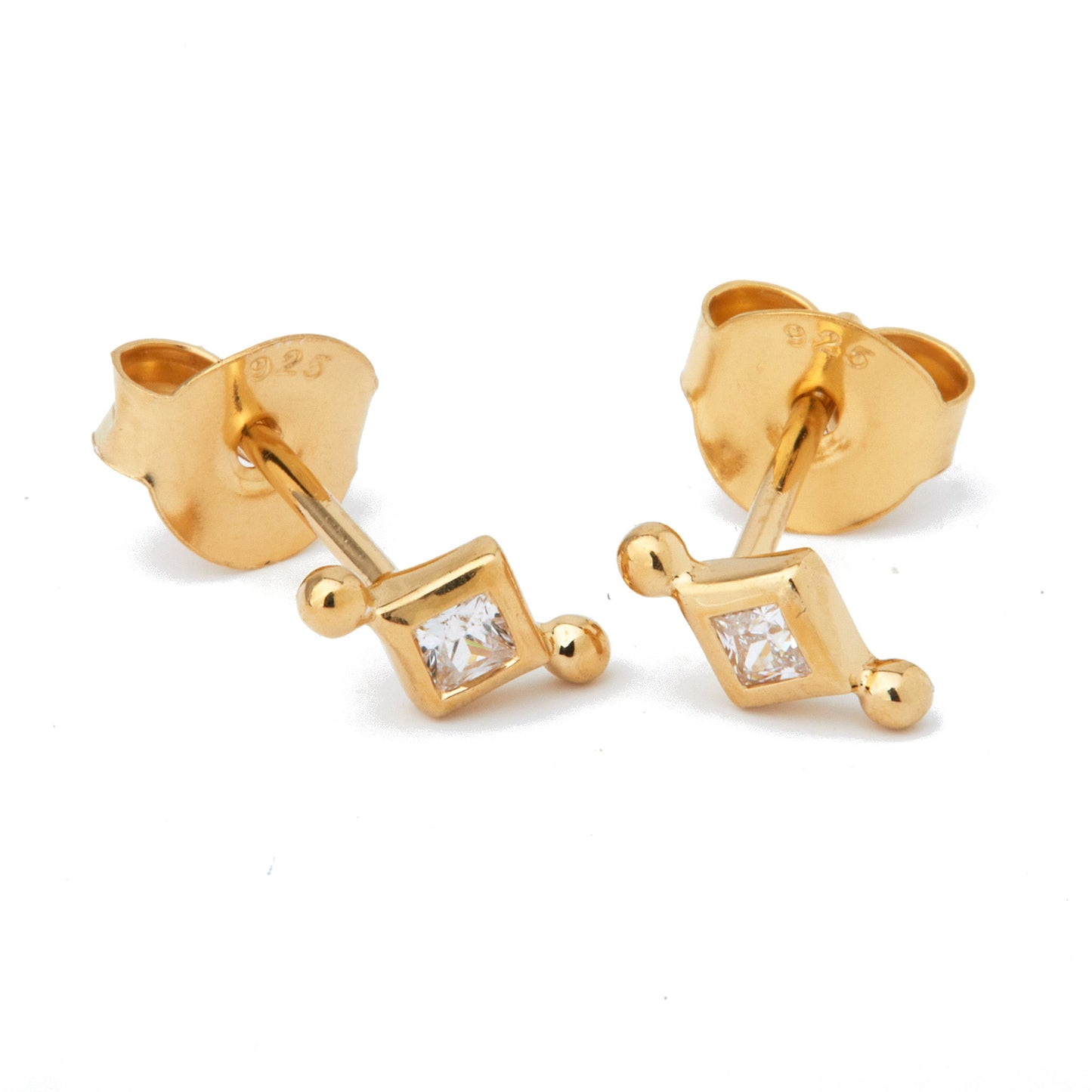 Alma CZ - Earring - Gold Plated Silver With Cubic Zarconias