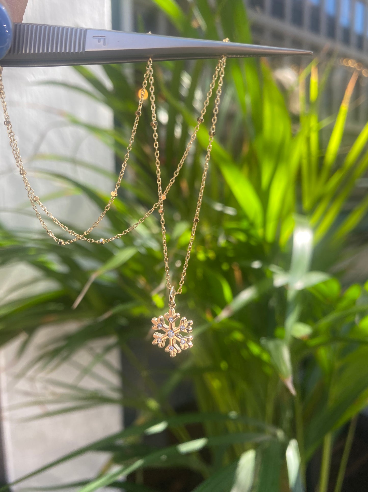 Diamond Snowflake Pendant - 14 K Gold