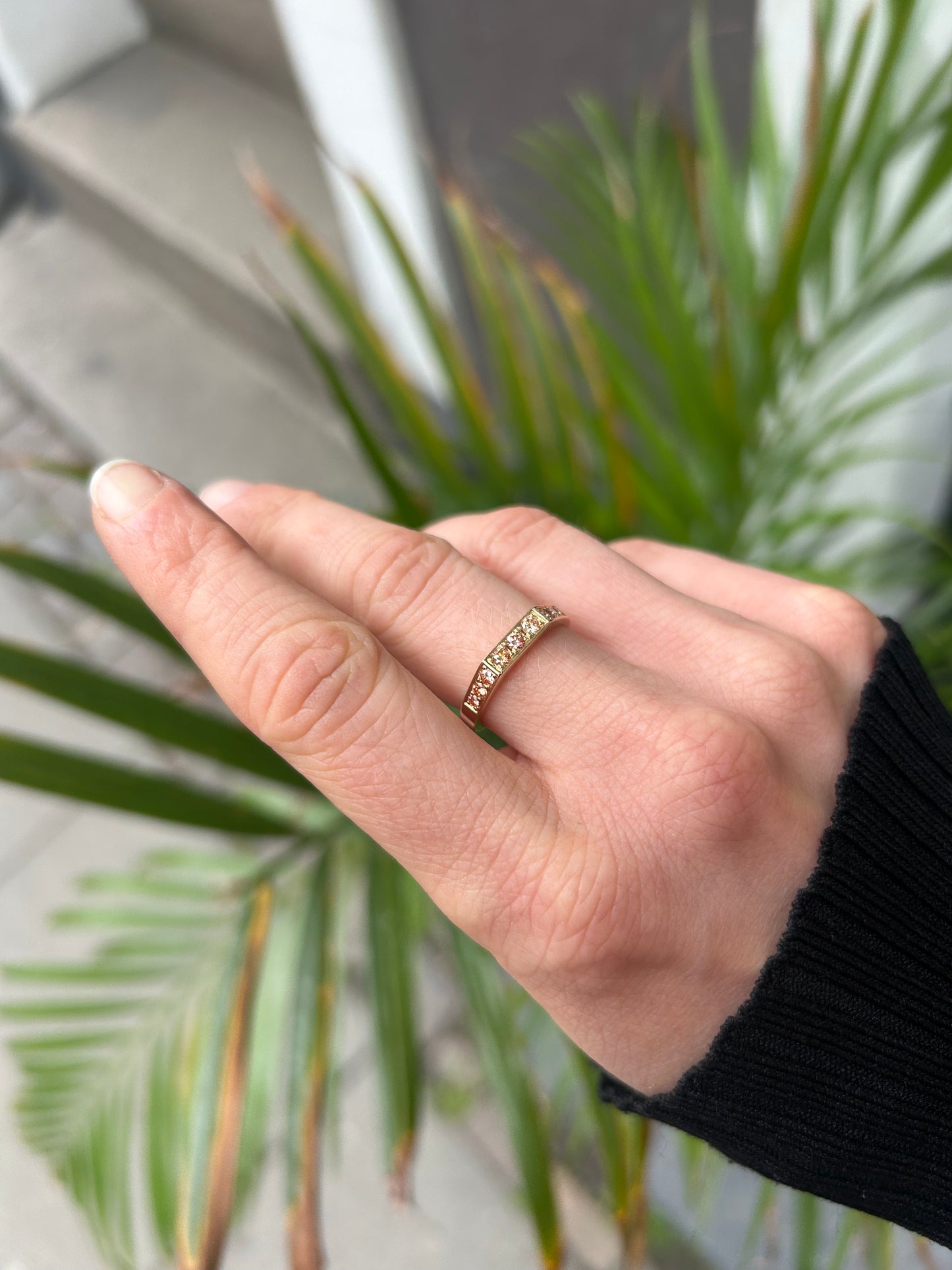 Elegant Signet Ring - 14k gold with Pink Lab Grown Diamonds