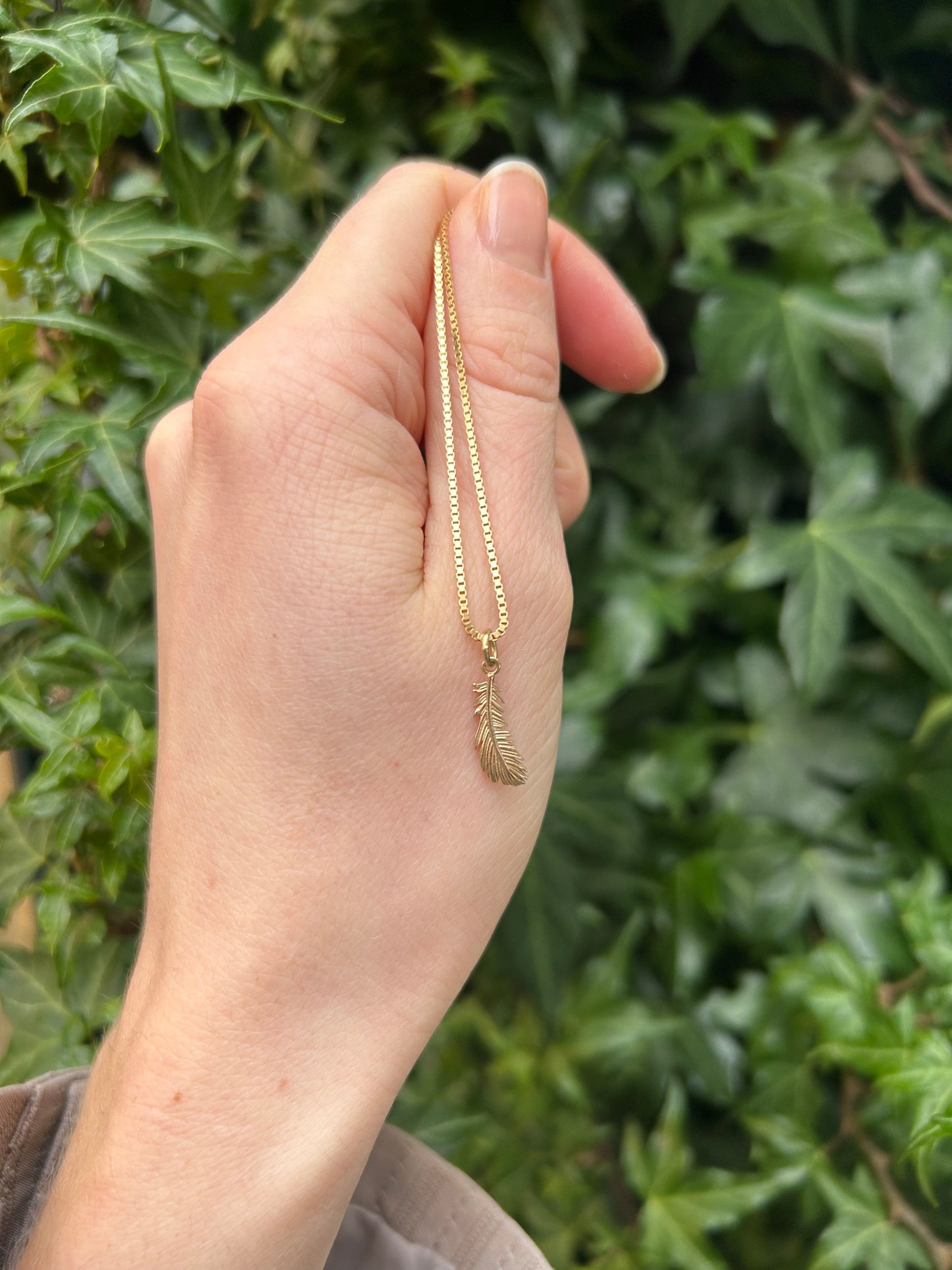 Feather Pendant - 14 K Gold