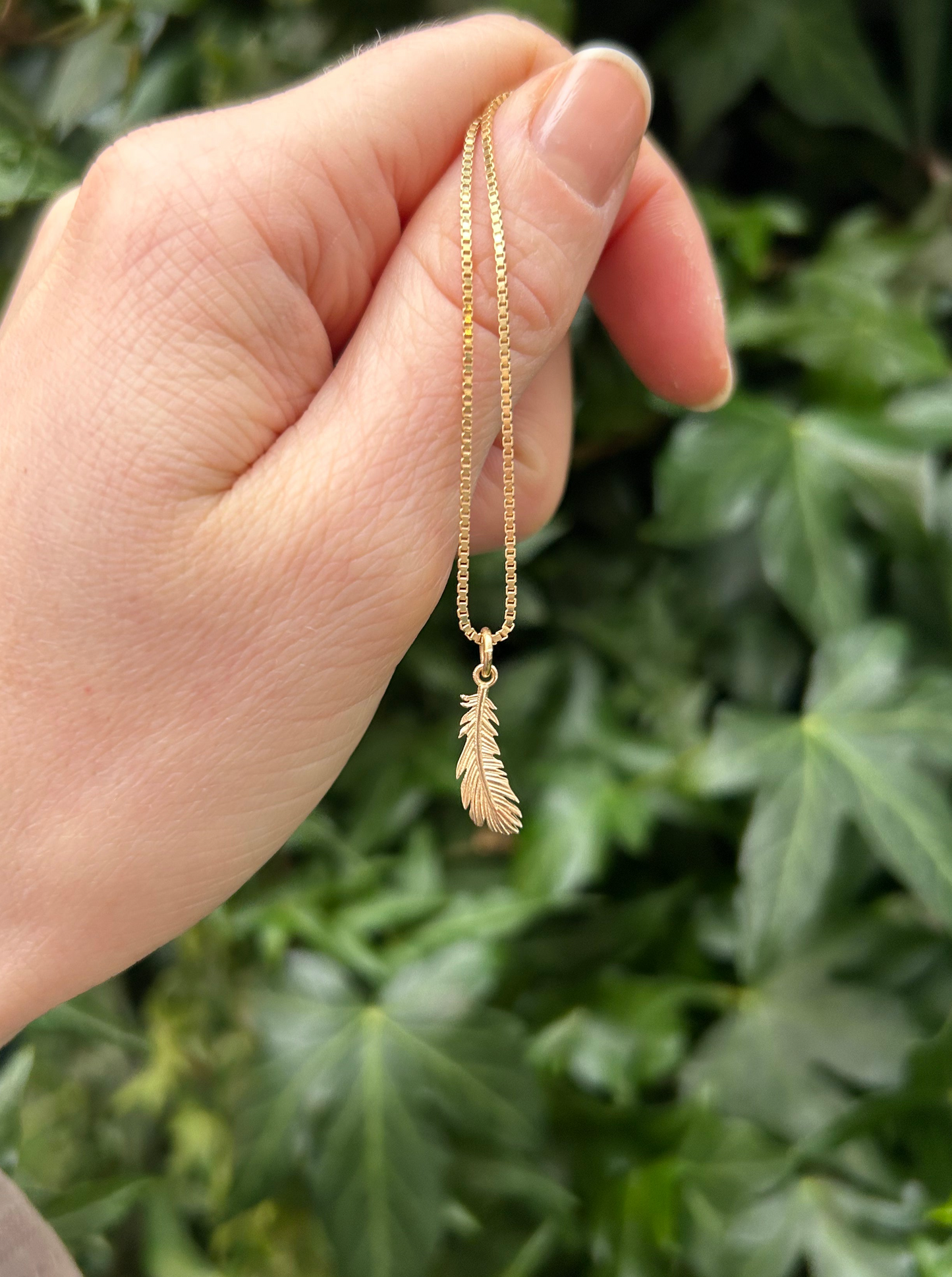 Feather Pendant - 14 K Gold