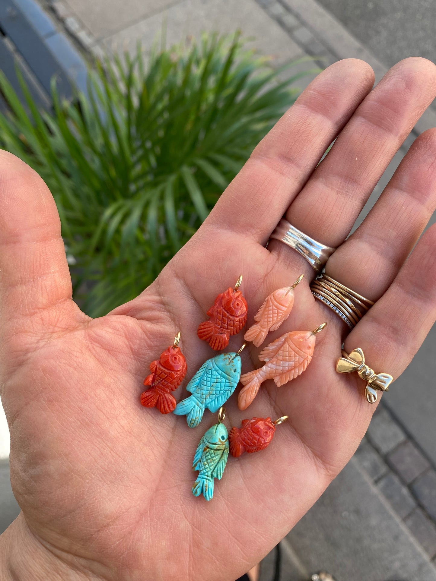 Red Coral Fish Pendant & 14k gold