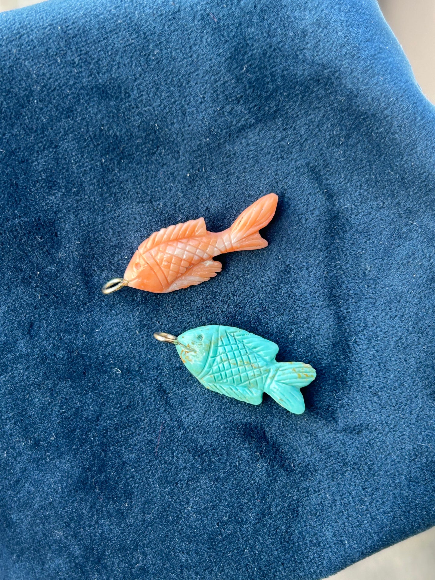 Pink Coral Fish Pendant & 14k gold