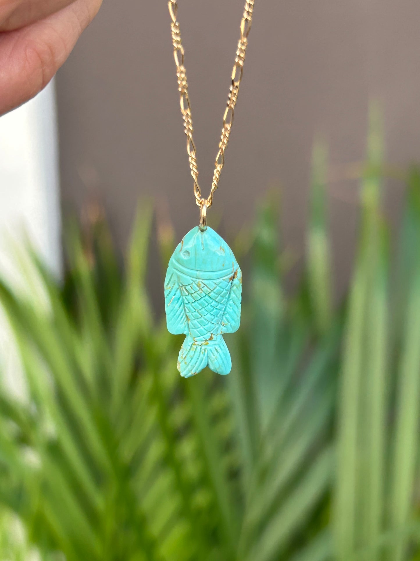 Turquoise Fish Pendant & 14k gold