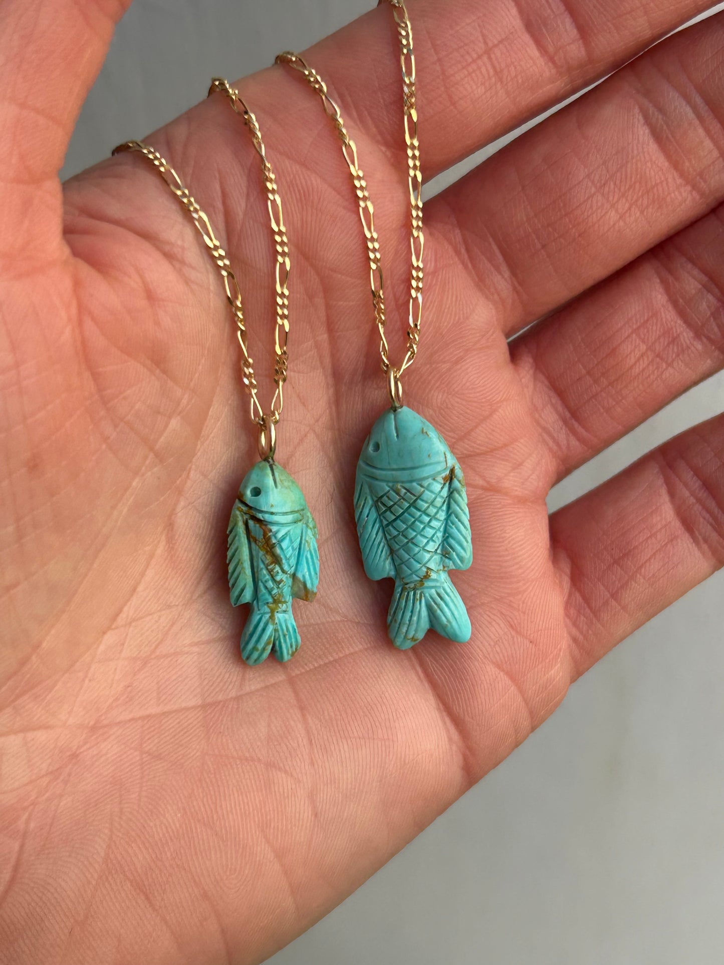 Turquoise Fish Pendant & 14k gold
