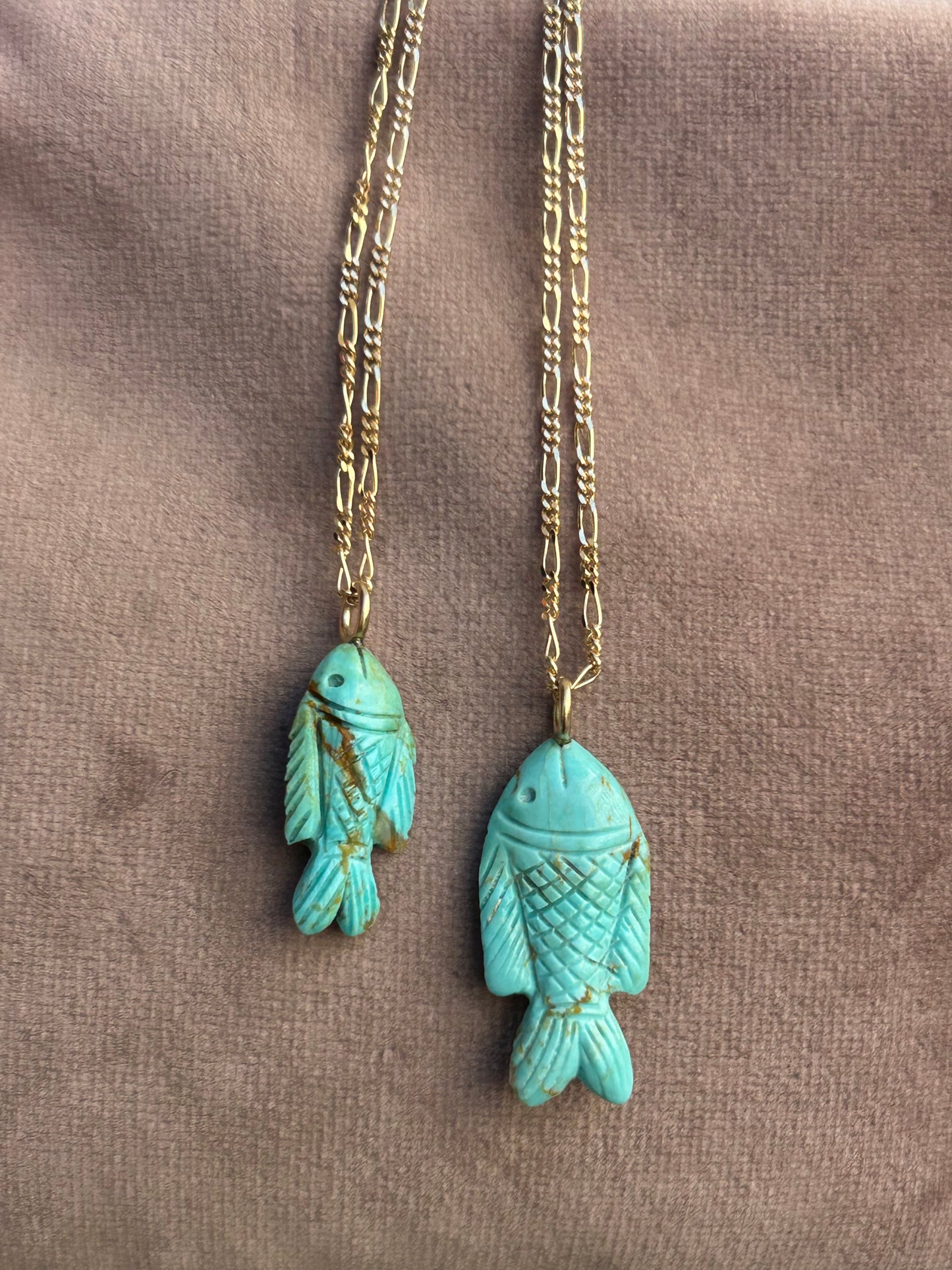 Turquoise Fish Pendant & 14k gold