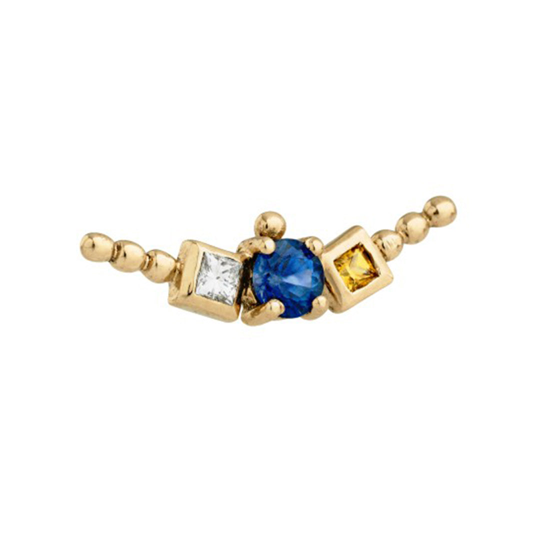 Adiva Blue Earring - 14 Karat Gold - With Diamond and Sapphire