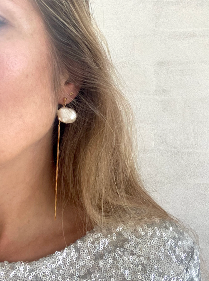 Thelma Gold Earrings -  Gold Plated Silver & Baroque Pearls