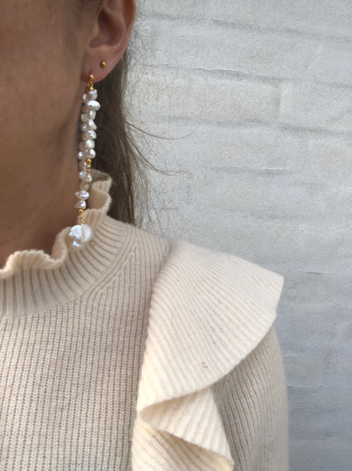 Tanja Earrings - Gold-plated Silver & Baroque Pearls