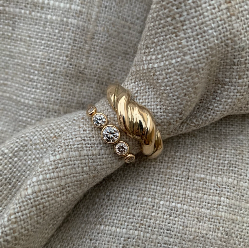 Champagnefarvet Guldring - 14 Karat Guld