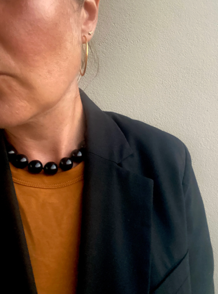 Nicoline Halskæde - Onyx og Forgyldt Sølv