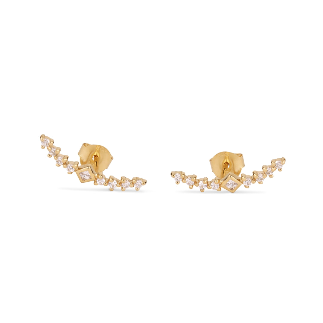 Super Nova Earring -  Gold Plated SIlver  With Cubic Zirconia