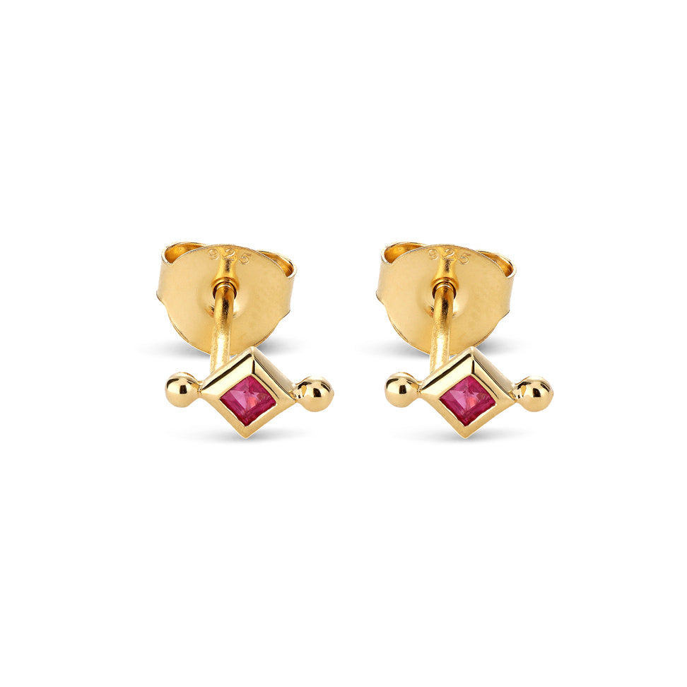 Alma Ruby Earring - Gold Plated Silver