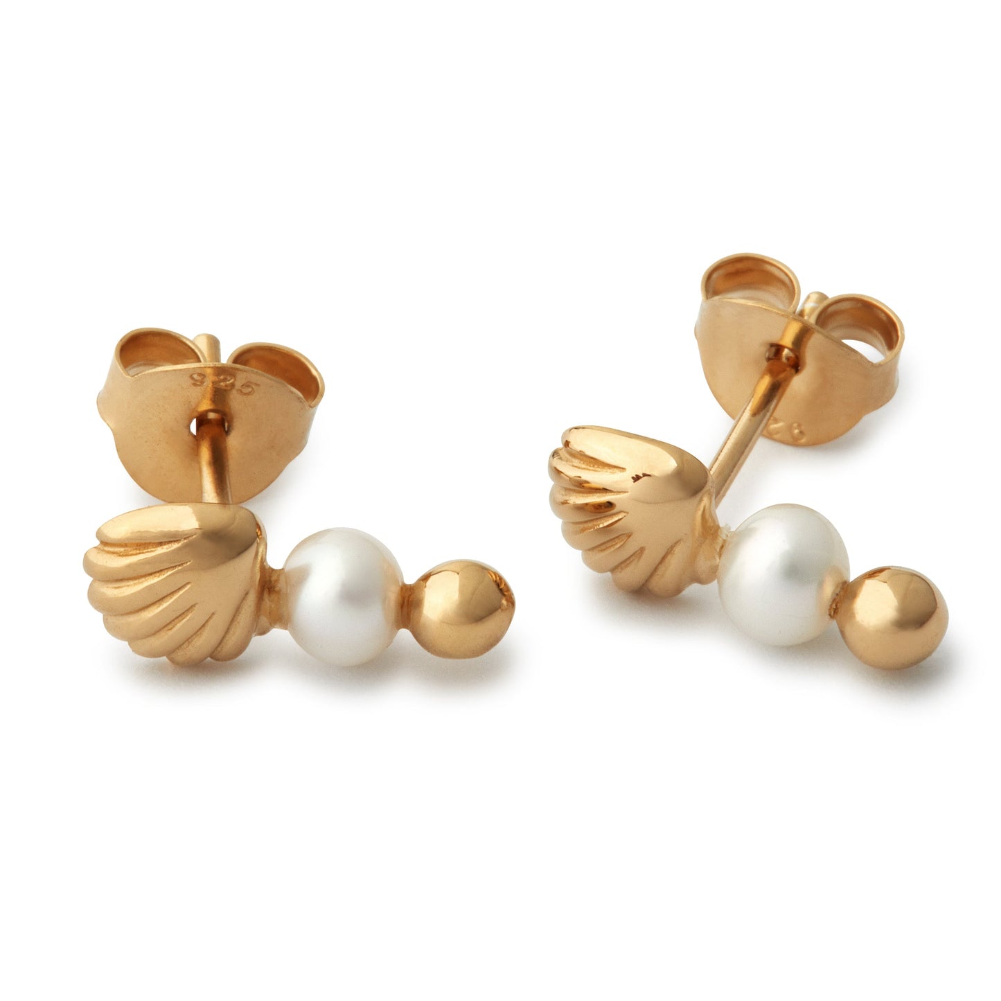Pearl and Shell Earrings - Gold Plated