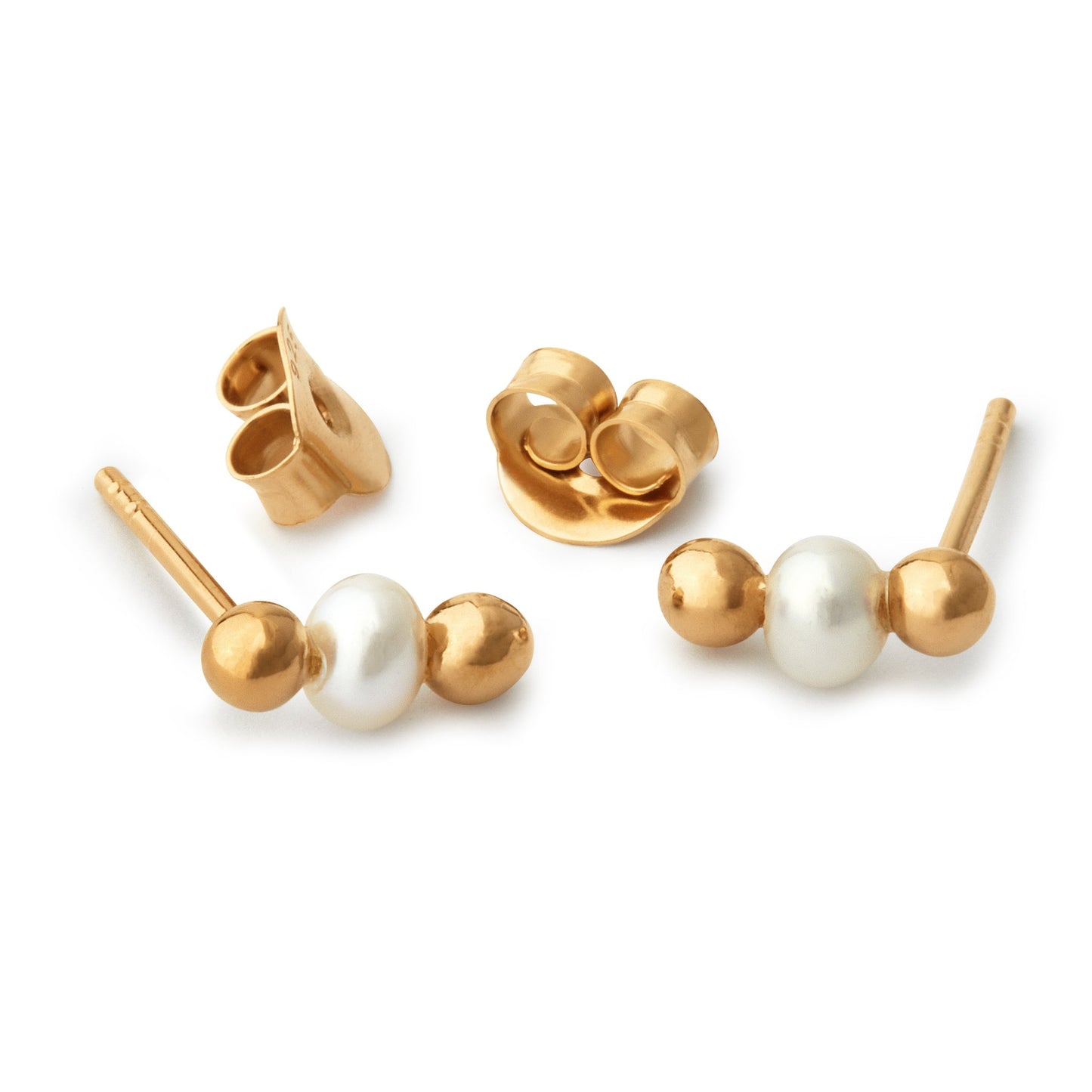 Pearls In Between - Earing  - Gold Plated Silver with Pearls