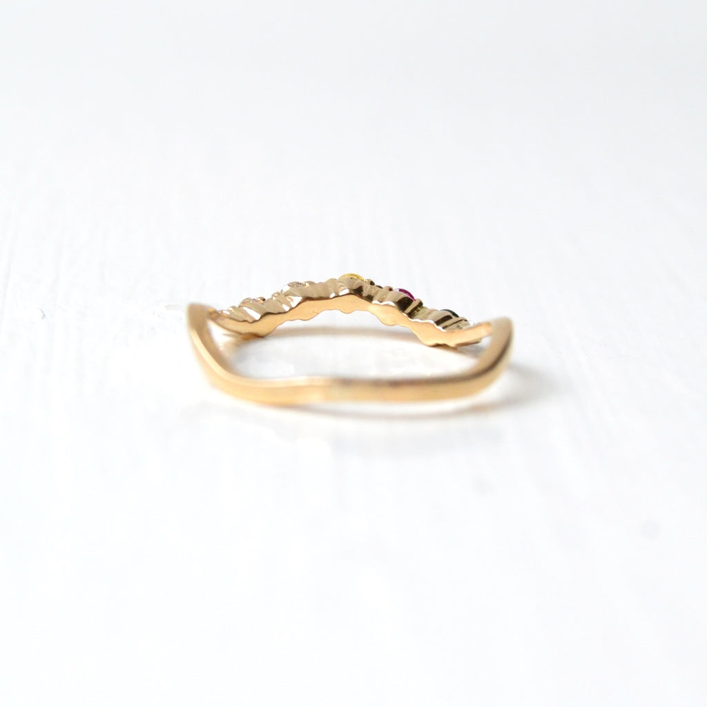 Anna Winck Ring - 14 Karat Gold Multicolored Diamond, Sapphires, Tsavorite