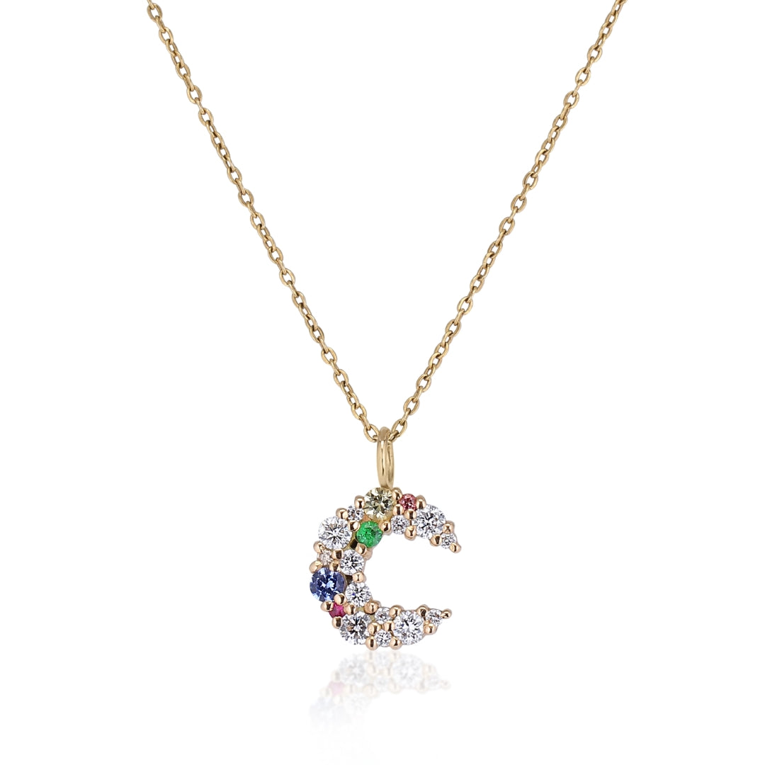 Anna Winck  Necklace - 14 Karat, 18 Karat Gold - Multicolored Diamond, Sapphires, Tsavorite