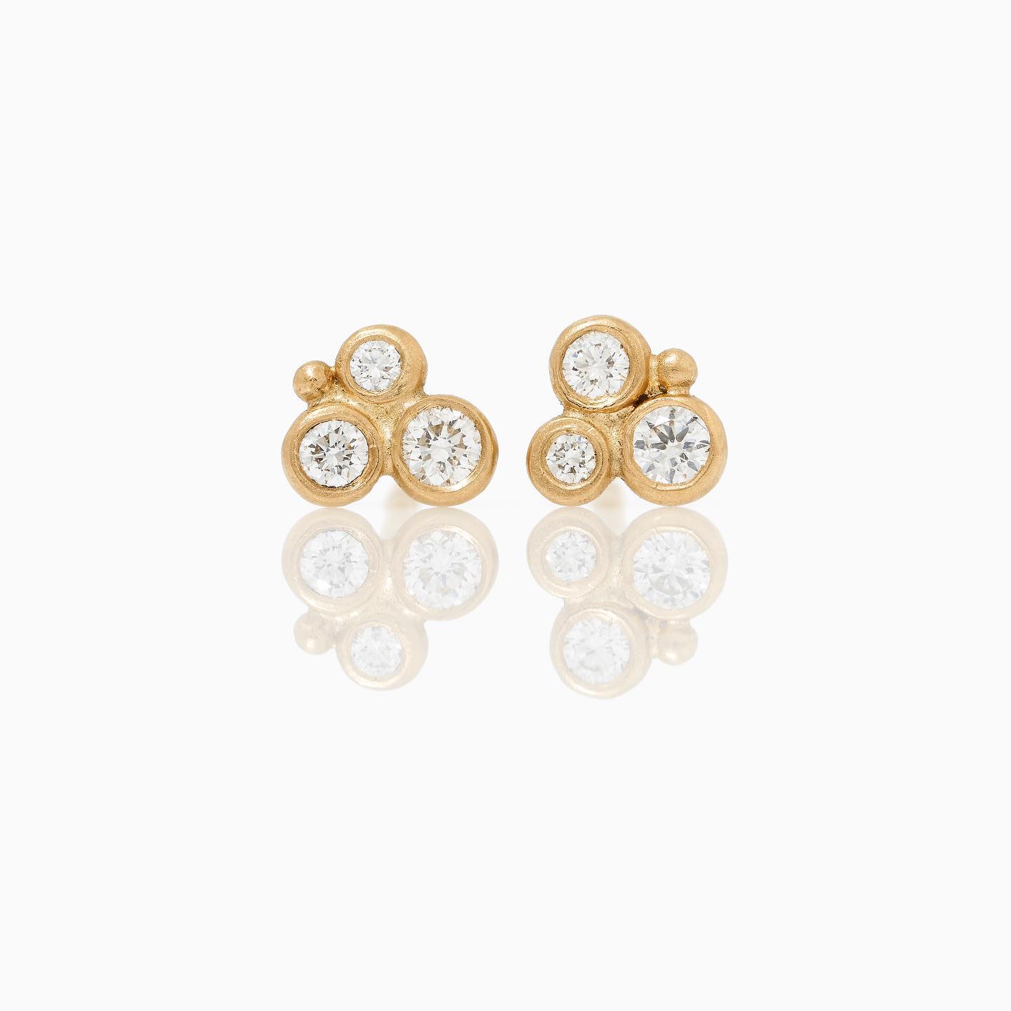 Bubbles Diamond Earstud - 18 Karat Gold White Diamond