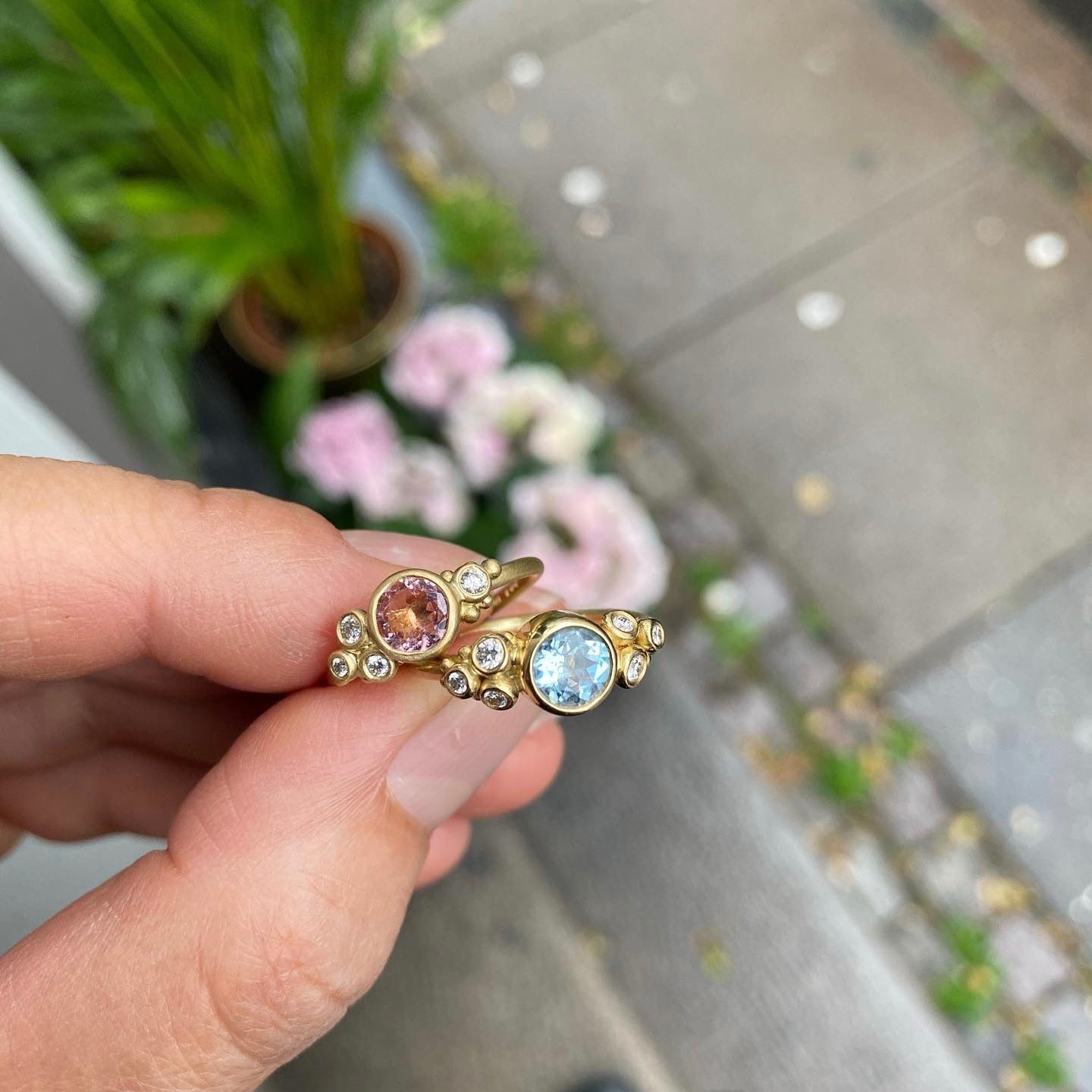 Bubbles Ring Pink Turmalin & hvide diamanter - 18 Karat Guld