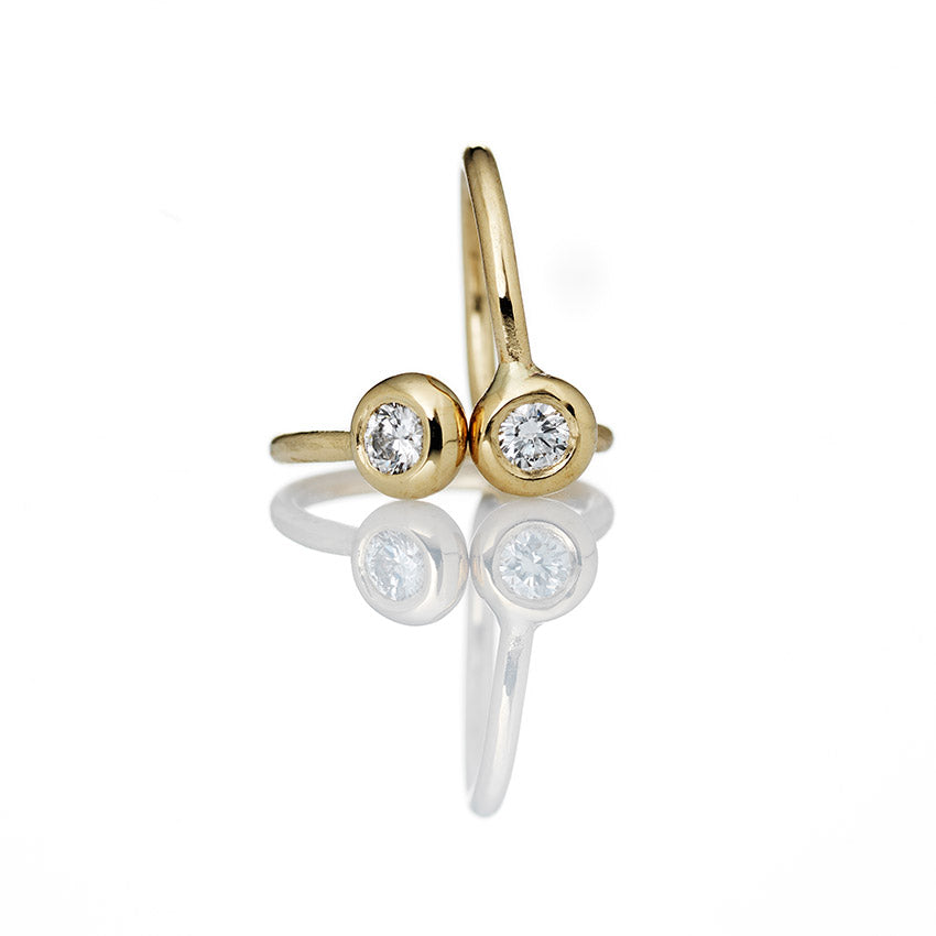 Bubbles Small Earloops Earring - 18 Karat Gold  White Diamond