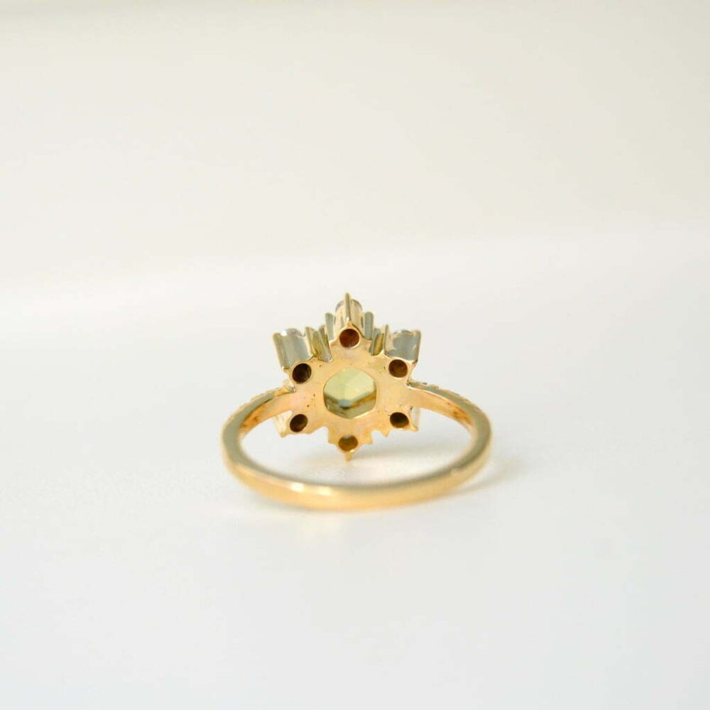 Piyali Ring - 18 Karat Gold White, Yellow Diamond, Sapphires