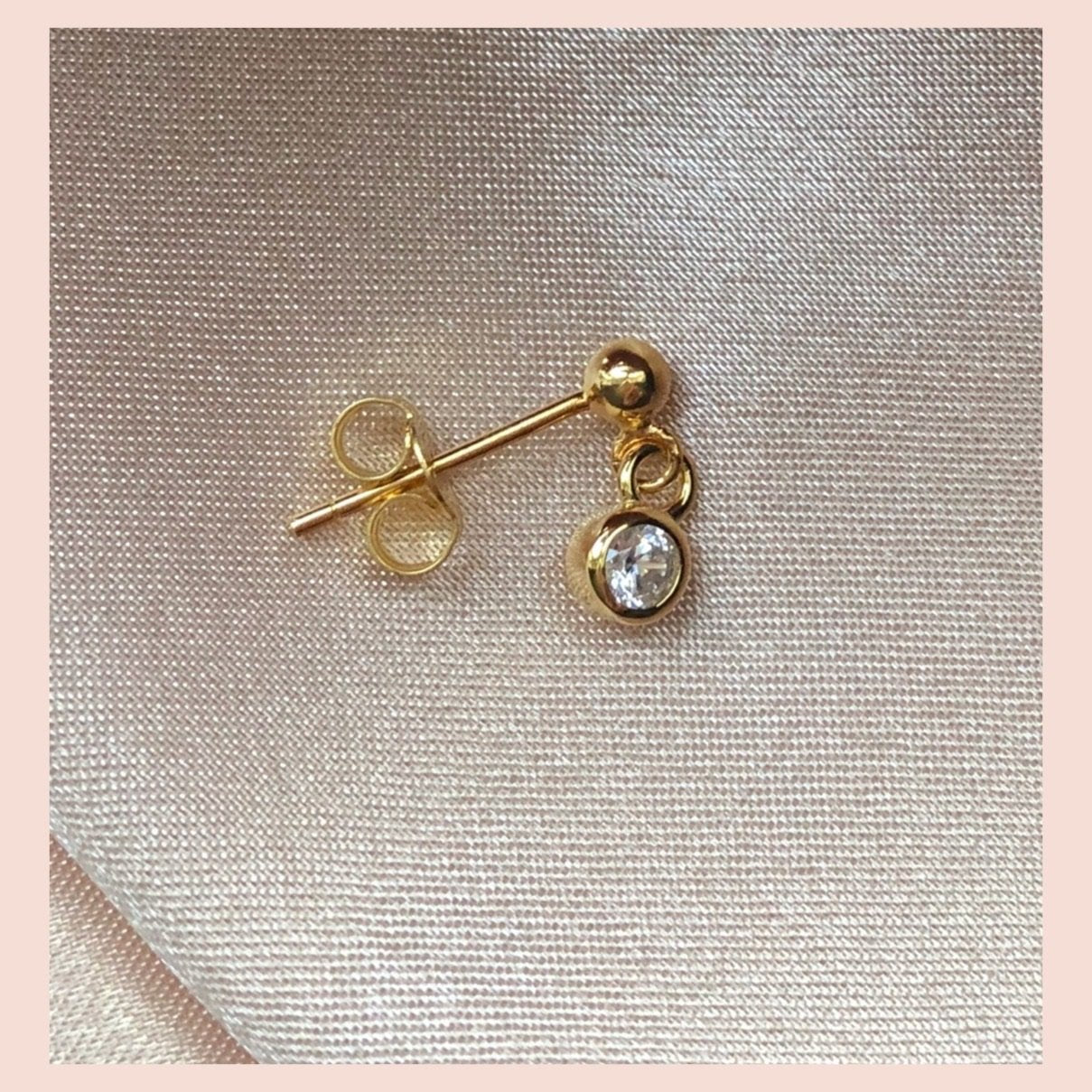 Crystal Stud Earring -  Gold Plated Silver  Cubic zirconia