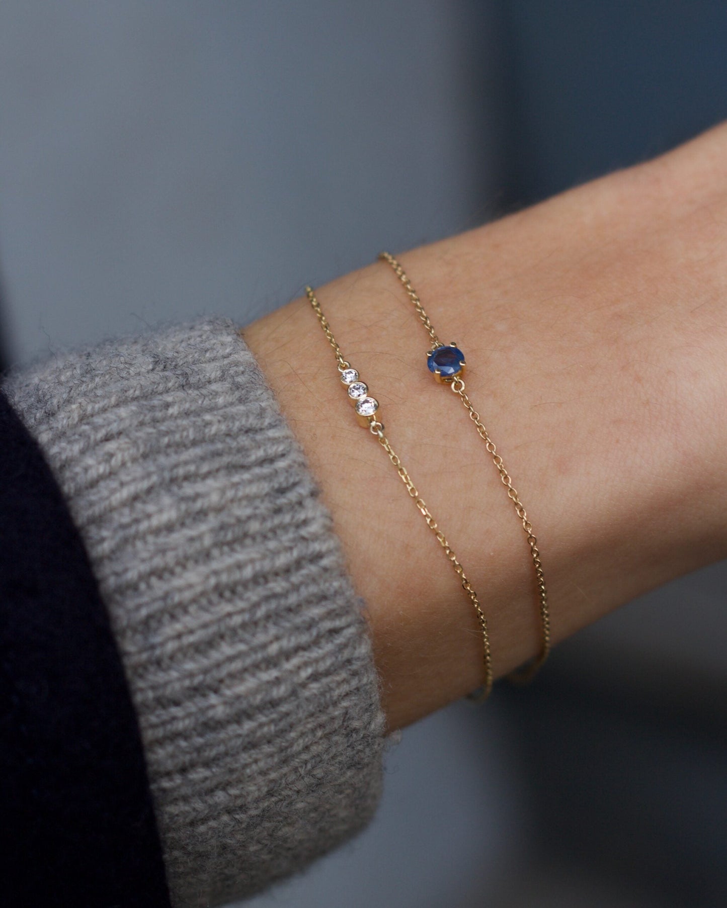 Klassisk Sapphires Armbånd-Guld Blå Sapphires 14 Karat