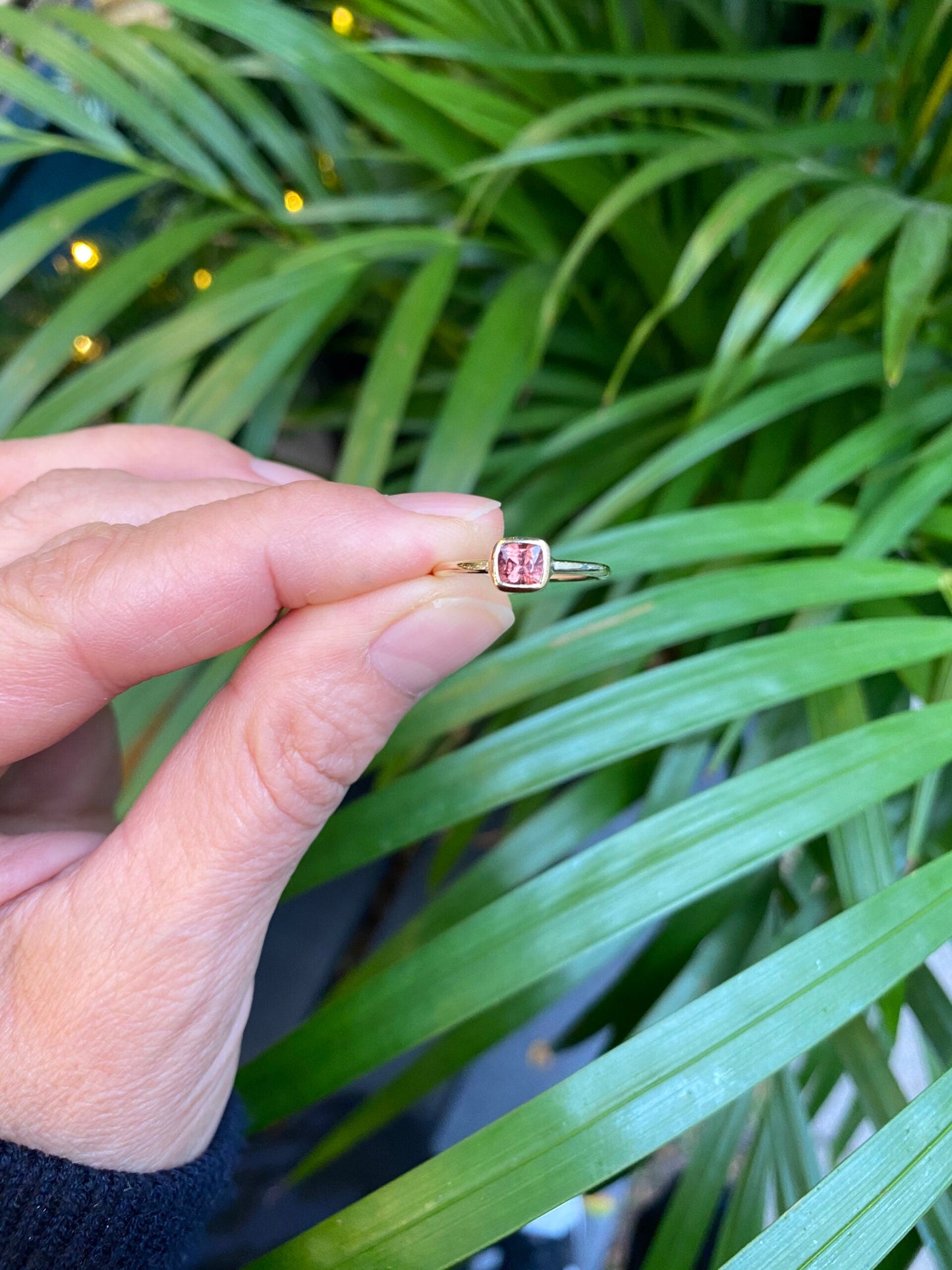 Classic Red Cushion Sapphire Ring - 14 Karat Gold