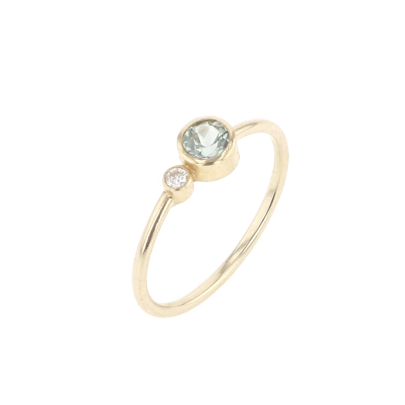 Miss Melanie Klassisk lysegrøn safir og hvid diamant ring - 14 karat guld