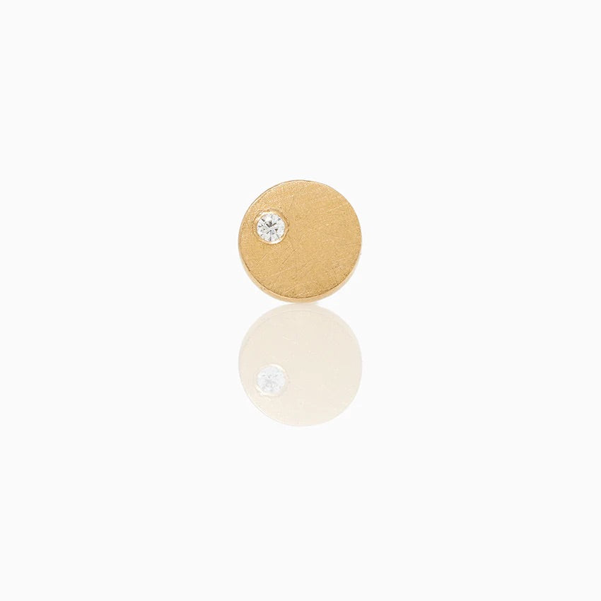 Dot Gold Earstud Earring - 18 Karat Gold White Diamond