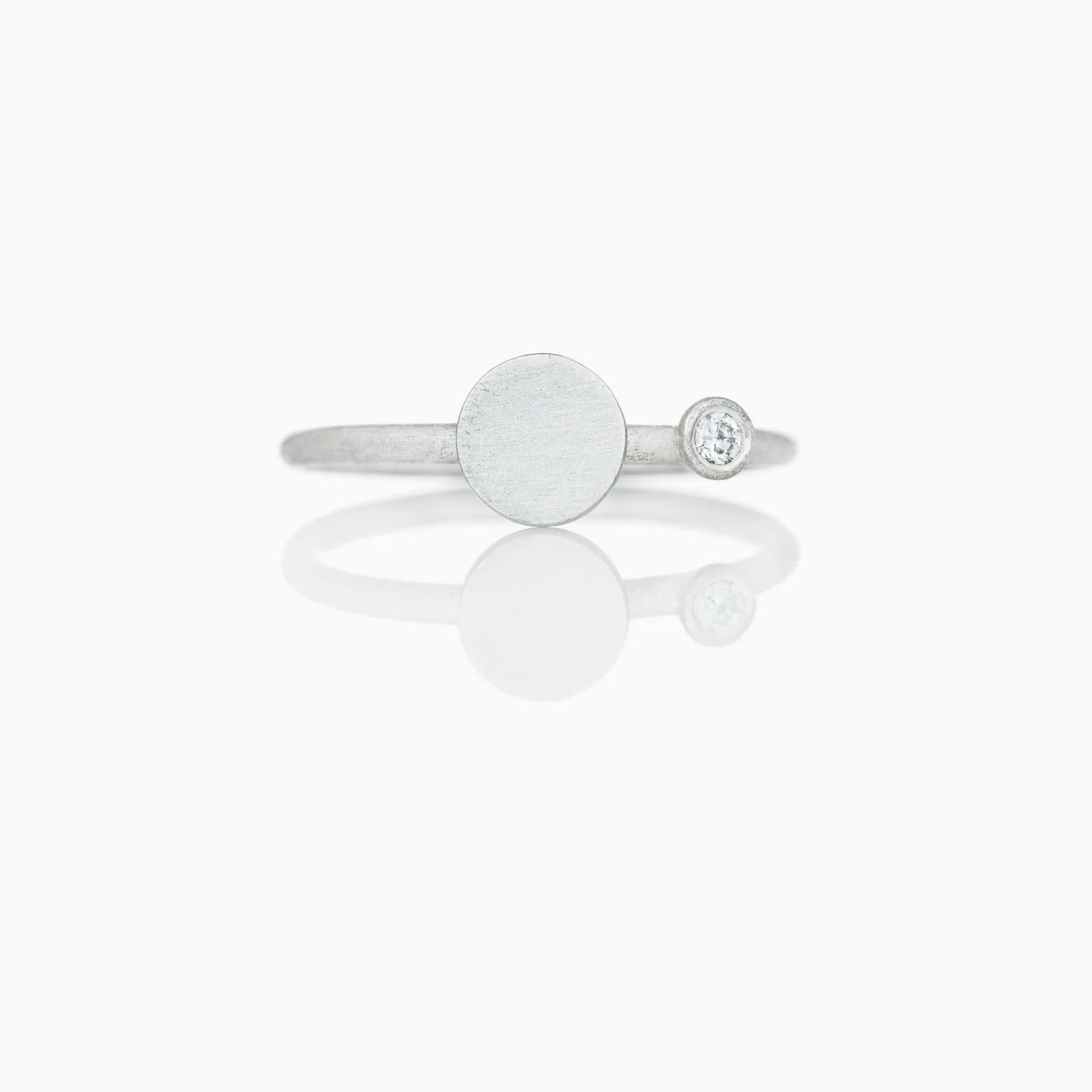 Dot Ring With a Bubble - 18 Karat 925 Silver, Gold White Diamond