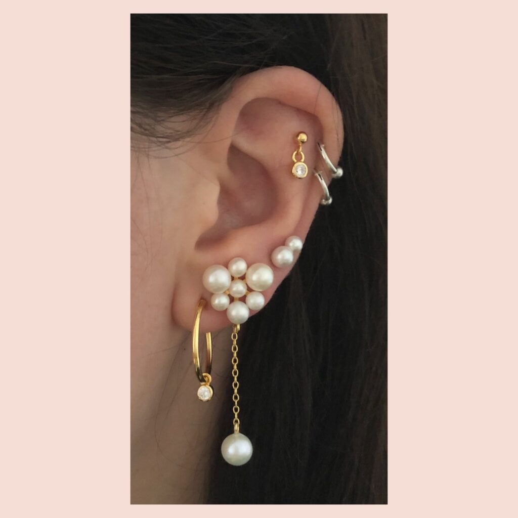 Golden Hour Hoops Earring -  Gold Plated Silver Clear Cubic zirconias