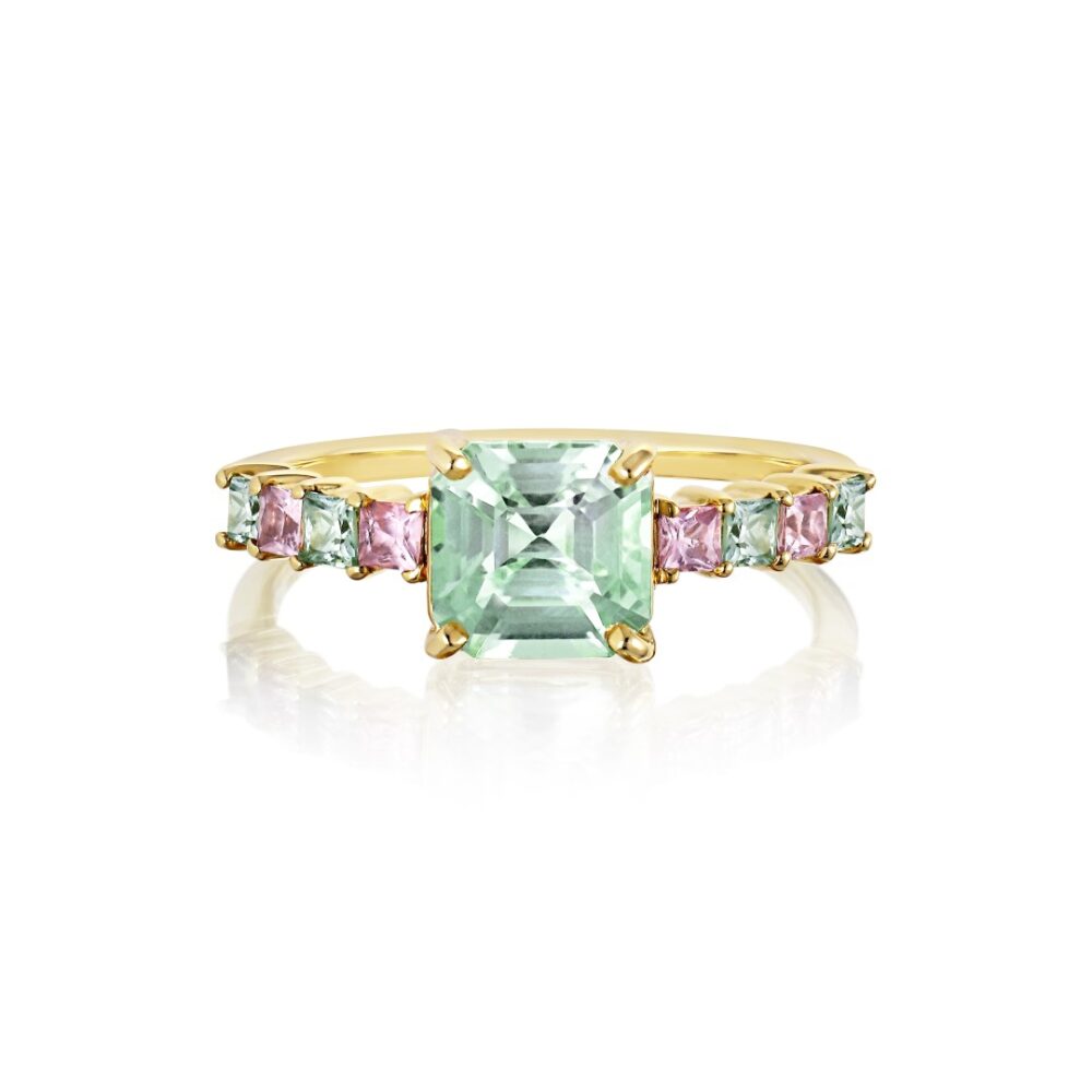 Daraya Lili Ring - 18 Karat Gold Pink, Green Tourmalin, Sapphires