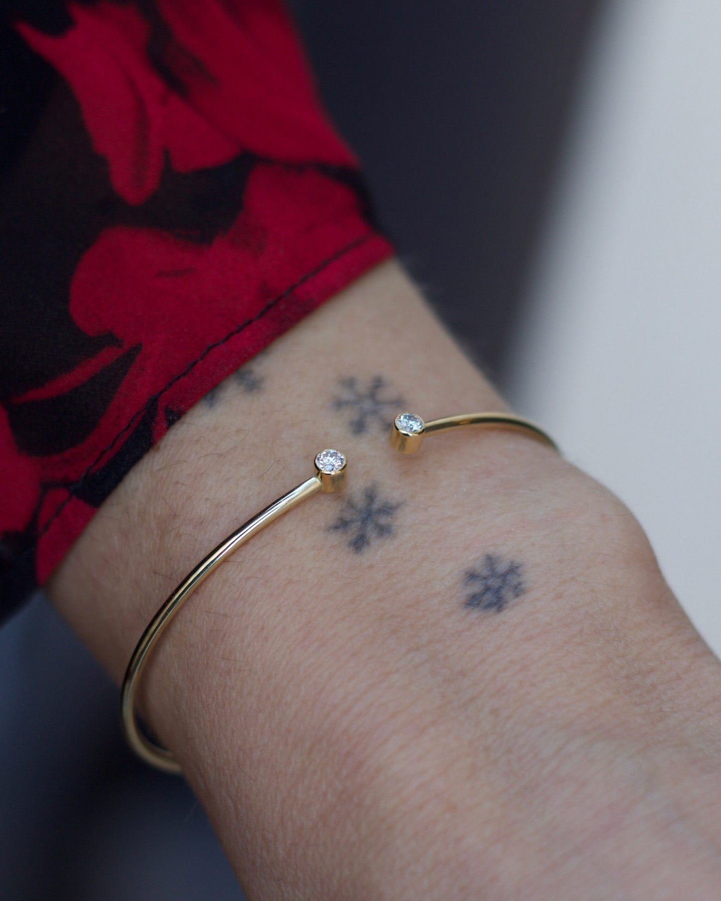 Lovely Sophie Open Bracelet -Gold White  Diamond 14 karat