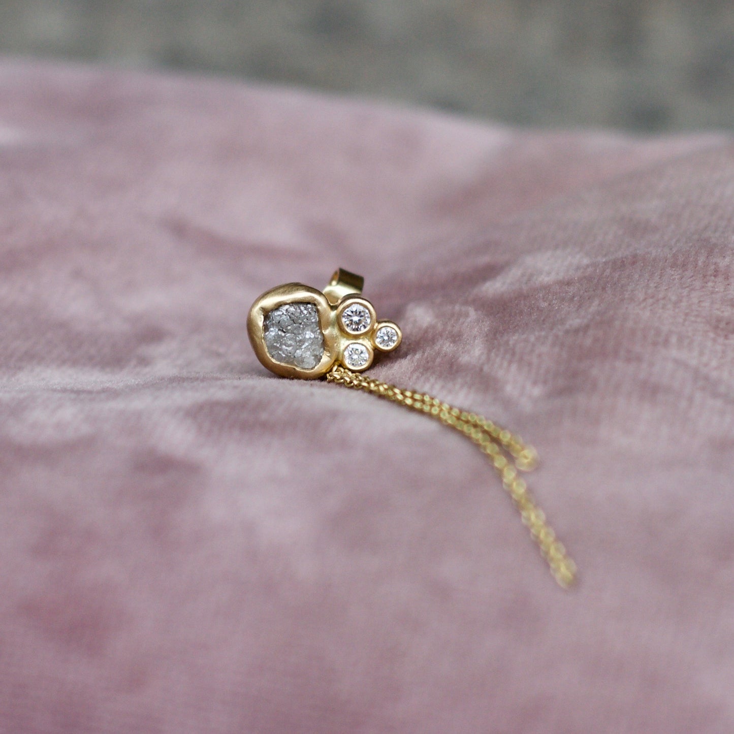 Rough Diamond Cluster Earring Earring - 18 Karat Gold  Rough Diamond