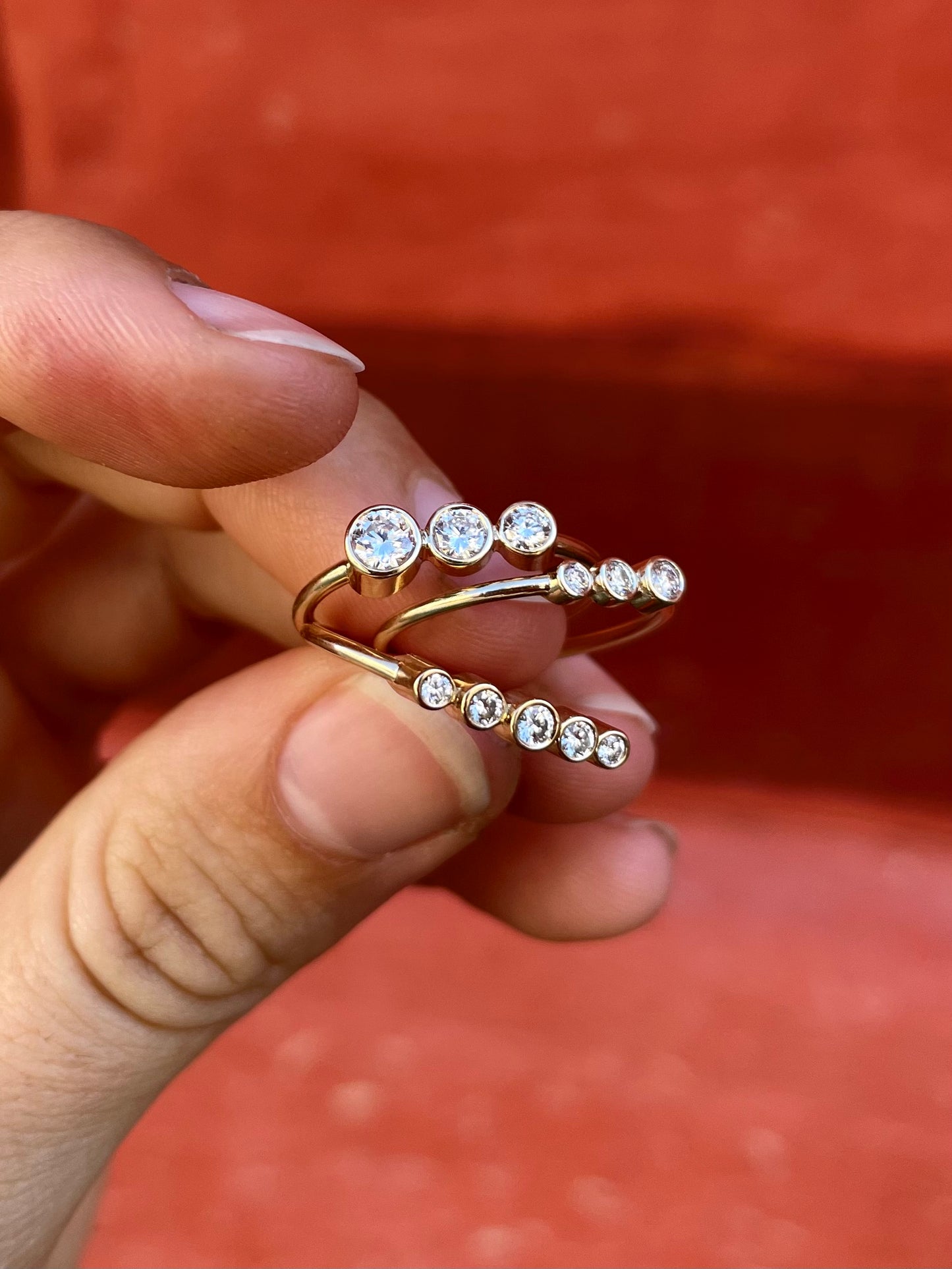 Miss Marilyn Ring (Five Stone) Ring-Gold White Diamond 14 Karat