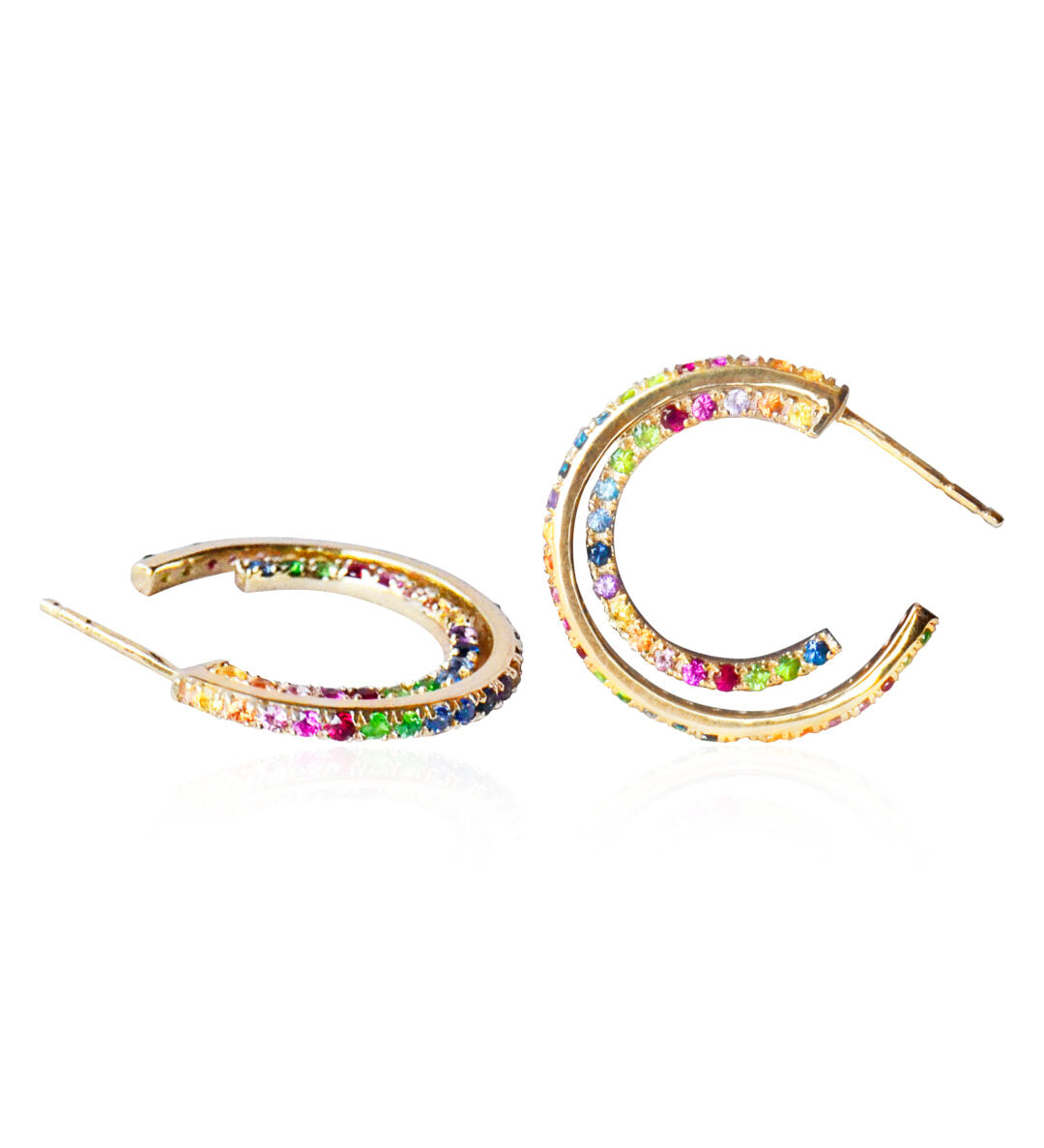 Josephine  Earring - 18 Karat Gold Multicolored Sapphires, Rubie, Tsavorite, Amethyst
