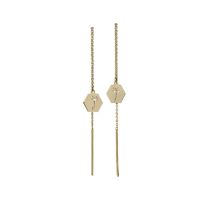Little Silhouette hexagon – Dandelion - 14 karat gold Earring-Gold   14 Karat