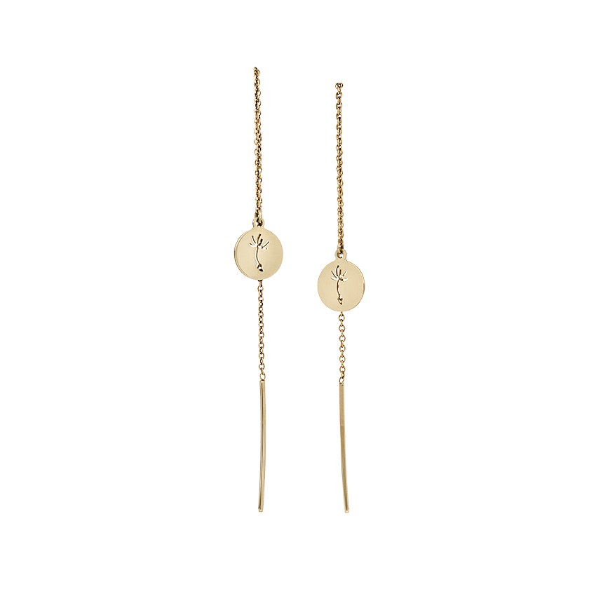 Little Silhouette round – Dandelion Earring-925 Silver or Gold   14 Karat