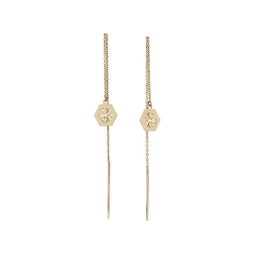 Little Silhouette hexagon – Snowflake - 14 karat gold Earring-Gold   14 Karat