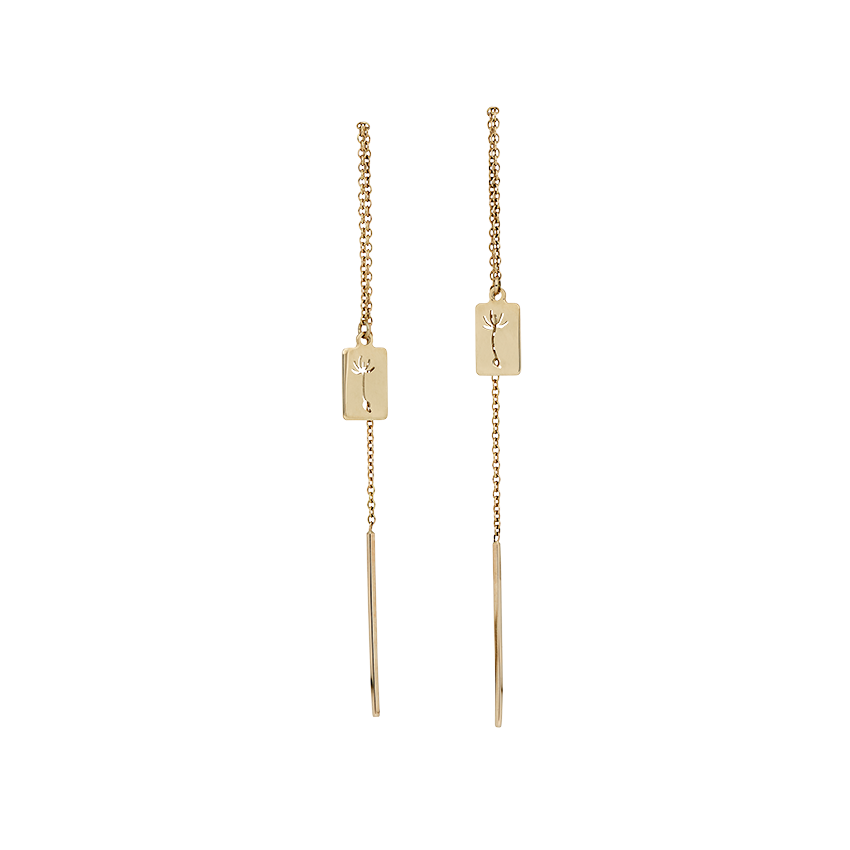 Little Silhouette earring – Dandelion Earring-925 Silver or Gold   14 Karat
