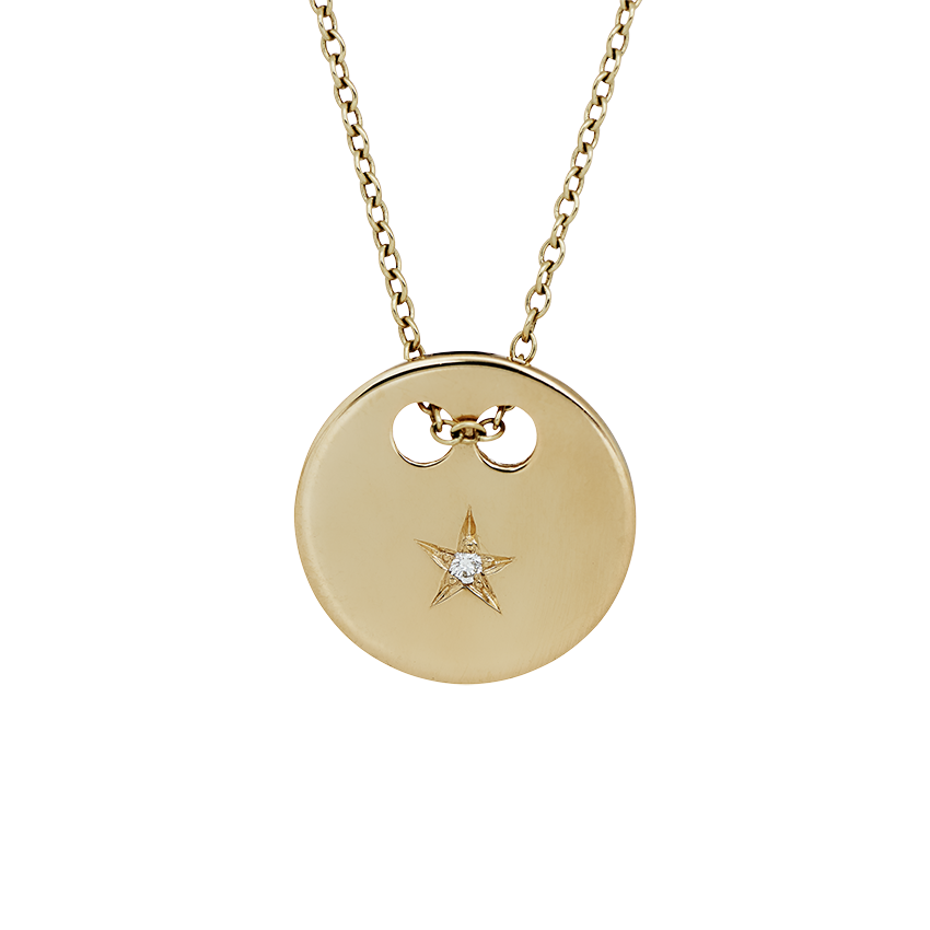 Sparkling Star  Necklace-Gold White Diamond 14 karat