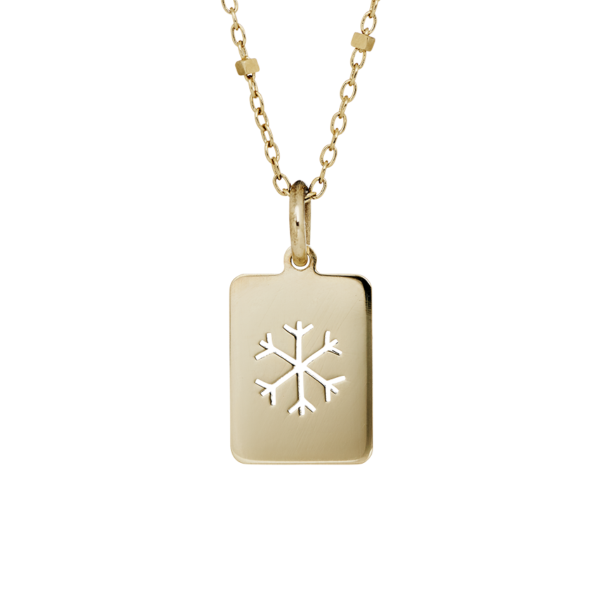 Little Silhouette pendant – Snowflake Necklace-Gold  14 Karat