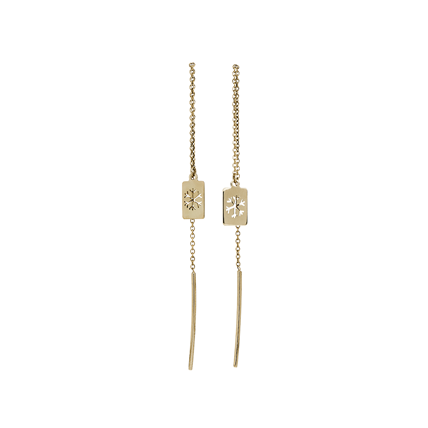 Little Silhouette earring - Snowflake Earring-925 Silver or Gold   14 Karat