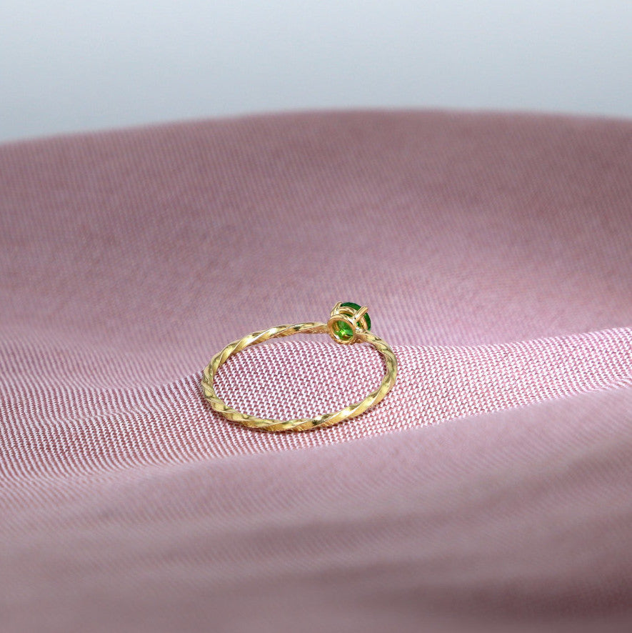 Miss Martha Classic Green Tsavorite Ring - 14 Karat Gold