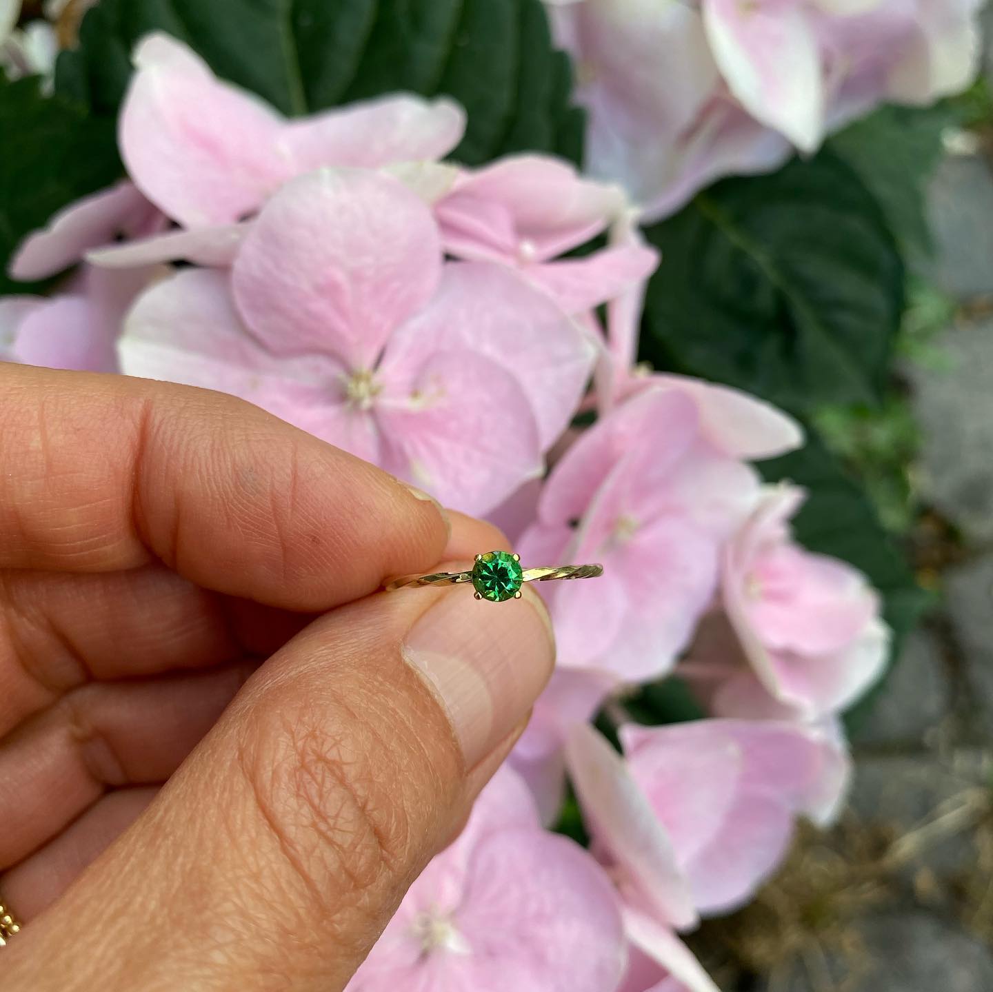 Miss Martha Classic Green Tsavorite Ring - 14 Karat Gold