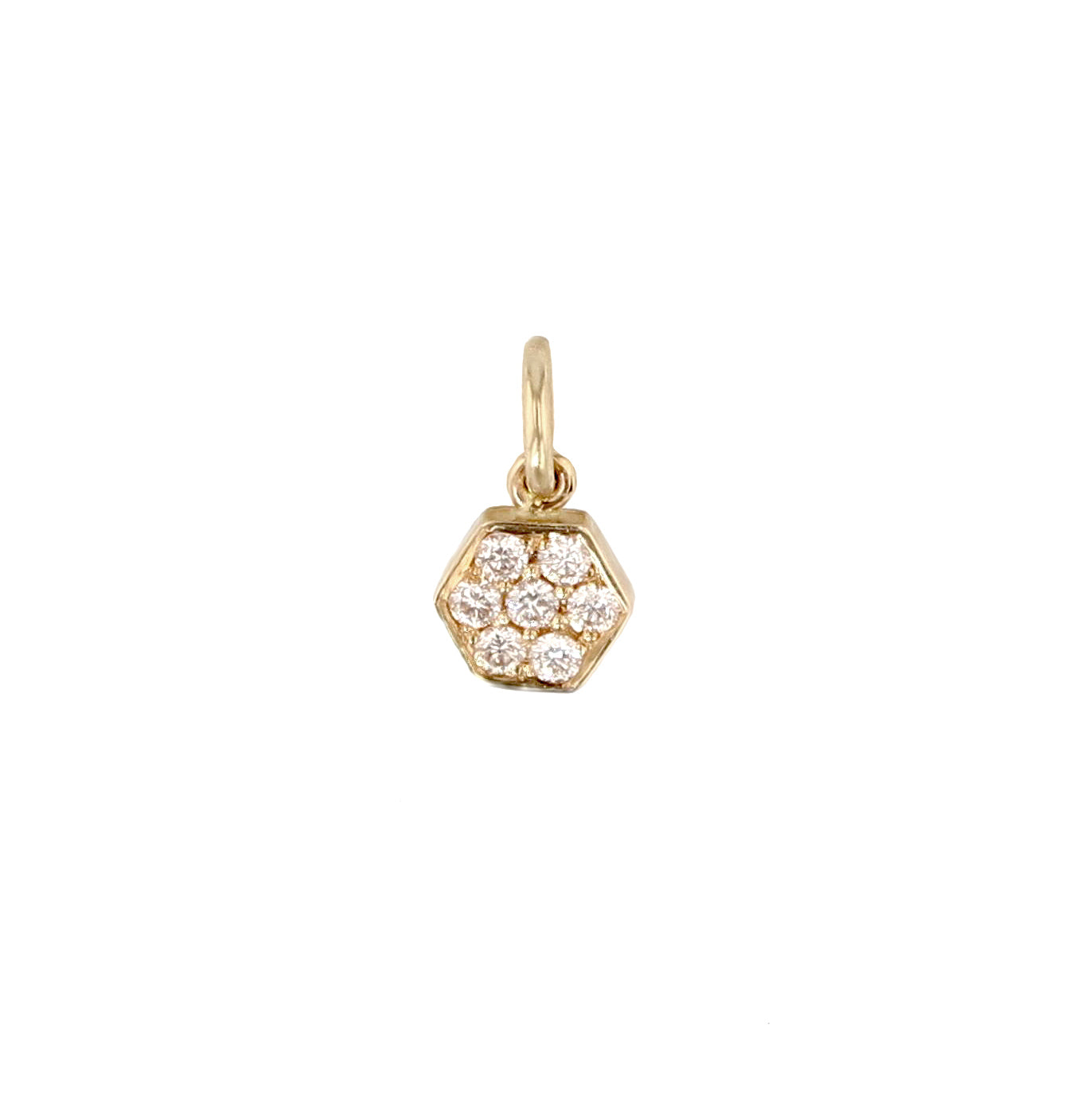 Diamond Hexagon Pendant Necklace -Gold White Diamond 14 Karat
